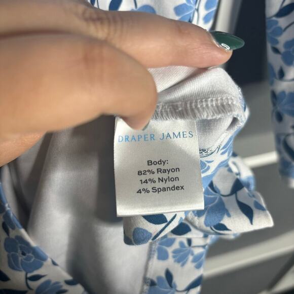 Draper James Persley Ponte Dress Blue Multi Magnolia Vines Size XS - Picture 7 of 8